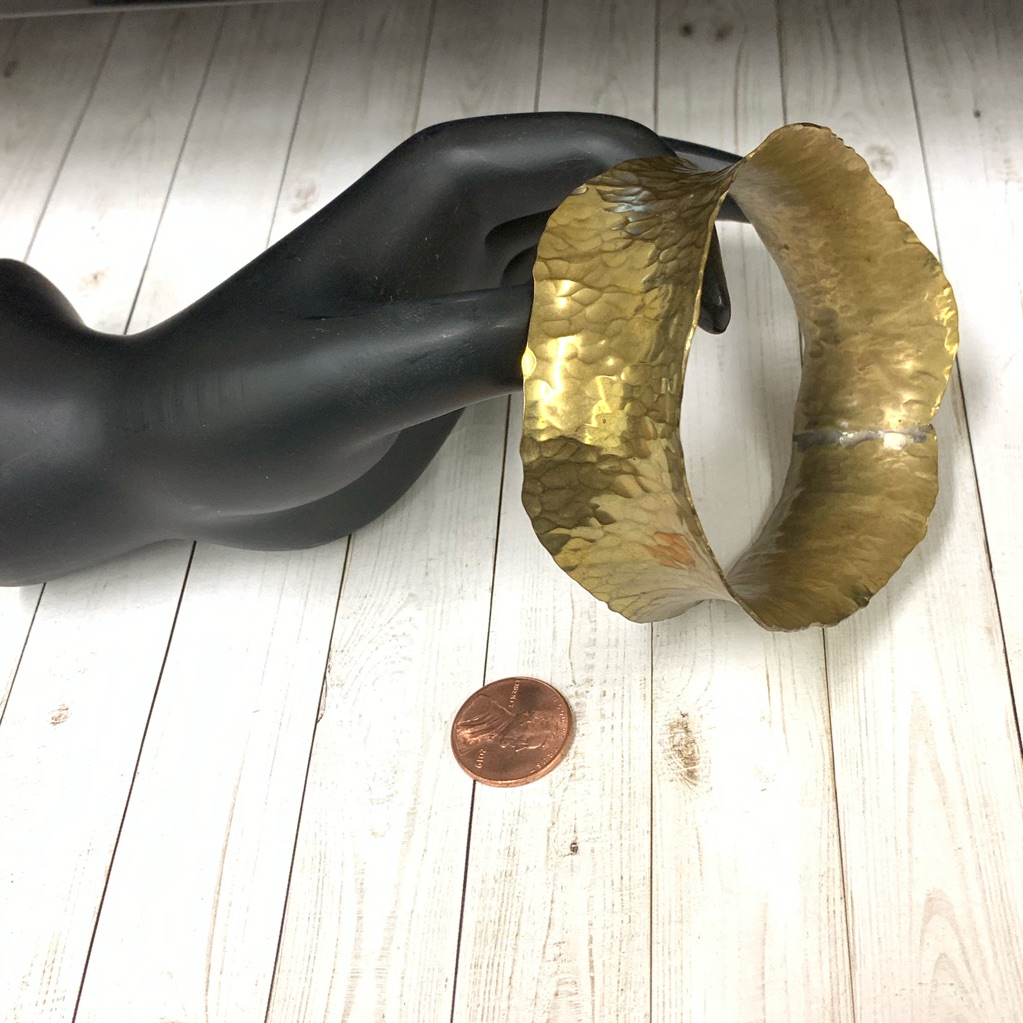 Brutalist Hammered Brass Bangle